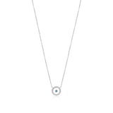 Blue Topaz December Birthstone Necklace in White Gold