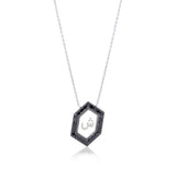 Qamoos 1.0 Letter ش Black Diamond Necklace in Black Rhodium-Plated White Gold