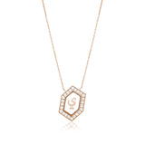 Qamoos 1.0 Letter ي Diamond Necklace in Rose Gold