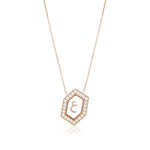 Qamoos 1.0 Letter ع Diamond Necklace in Rose Gold