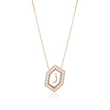 Qamoos 1.0 Letter ز Diamond Necklace in Rose Gold