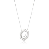 Qamoos 1.0 Letter ز Diamond Necklace in White Gold