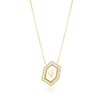 Qamoos 1.0 Letter ي Diamond Necklace in Yellow Gold