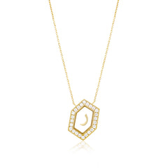 Qamoos 1.0 Letter ر Diamond Necklace in Yellow Gold