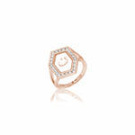 Qamoos 1.0 Letter ن Diamond Ring in Rose Gold