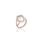 Qamoos 1.0 Letter م Diamond Ring in Rose Gold