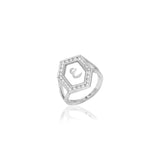 Qamoos 1.0 Letter ع Diamond Ring in White Gold