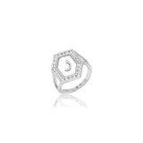 Qamoos 1.0 Letter ر Diamond Ring in White Gold