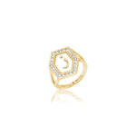 Qamoos 1.0 Letter ز Diamond Ring in Yellow Gold