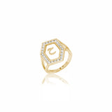 Qamoos 1.0 Letter ح Diamond Ring in Yellow Gold