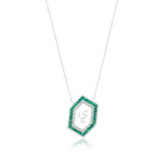 Qamoos 1.0 Letter ي Emerald Necklace in White Gold