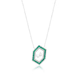 Qamoos 1.0 Letter ش Emerald Necklace in White Gold