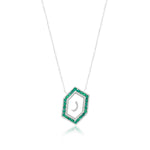 Qamoos 1.0 Letter ر Emerald Necklace in White Gold