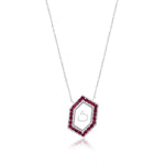 Qamoos 1.0 Letter ث Ruby Necklace in White Gold