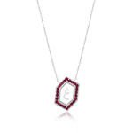 Qamoos 1.0 Letter غ Ruby Necklace in White Gold