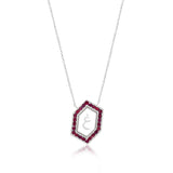 Qamoos 1.0 Letter غ Ruby Necklace in White Gold