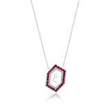 Qamoos 1.0 Letter ع Ruby Necklace in White Gold