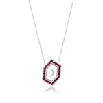 Qamoos 1.0 Letter ر Ruby Necklace in White Gold