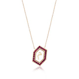 Qamoos 1.0 Letter م Ruby Necklace in Yellow Gold