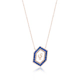 Qamoos 1.0 Letter ي Sapphire Necklace in Rose Gold