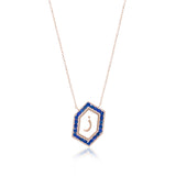 Qamoos 1.0 Letter ز Sapphire Necklace in Rose Gold