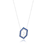 Qamoos 1.0 Letter ز Sapphire Necklace in White Gold