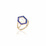 Qamoos 1.0 Letter ل Sapphire Ring in Yellow Gold