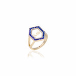 Qamoos 1.0 Letter ض Sapphire Ring in Yellow Gold