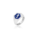 Qamoos 2.0 Letter ص Lapis Lazuli and Diamond Signet Ring in White Gold