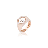 Qamoos 2.0 Letter ي Quartz and Diamond Signet Ring in Rose Gold