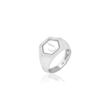 Qamoos 2.0 Letter ل Quartz and Diamond Signet Ring in White Gold