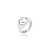 Qamoos 2.0 Letter ي Quartz and Diamond Signet Ring in White Gold