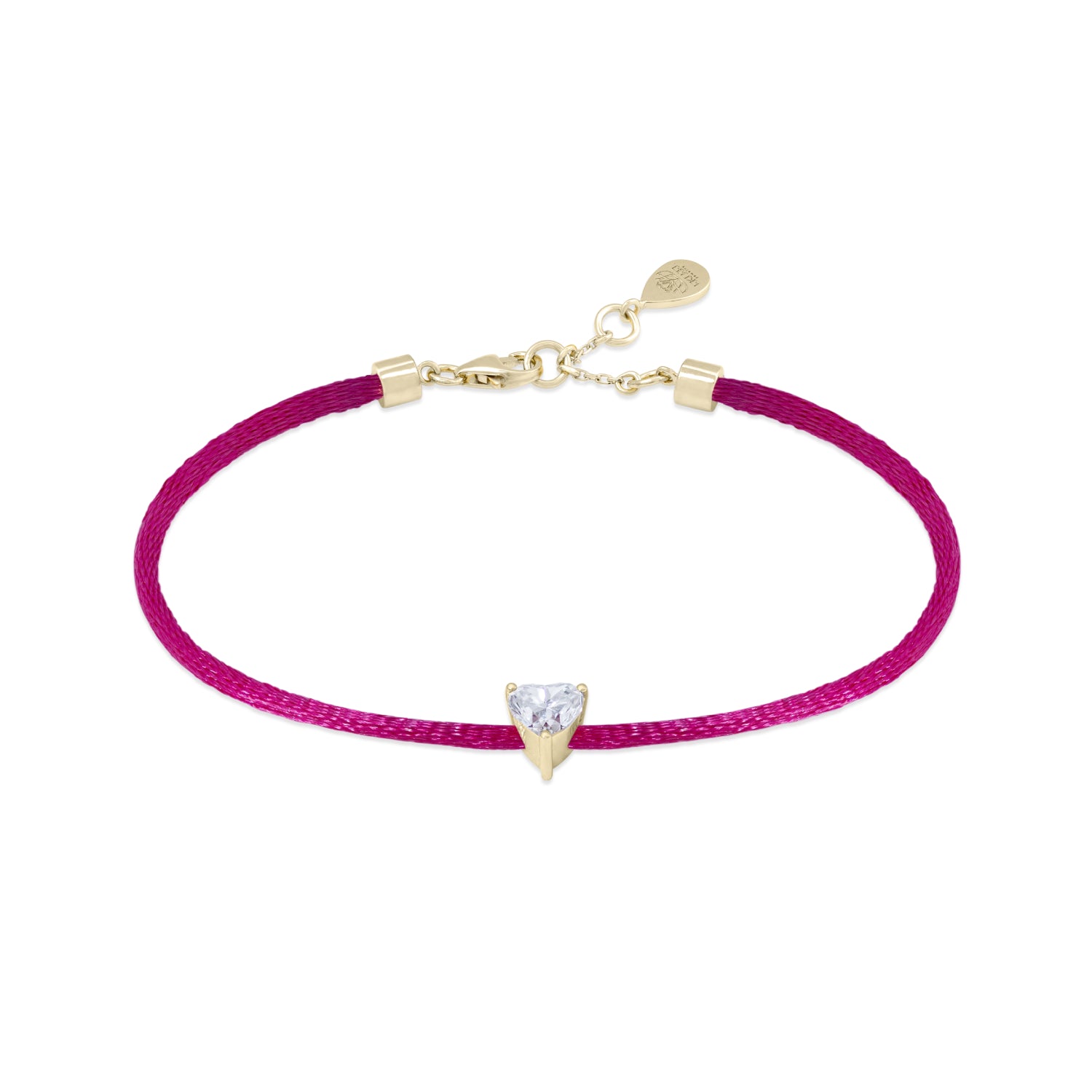 Solitaire Heart-Shaped Diamond Cord Bracelet